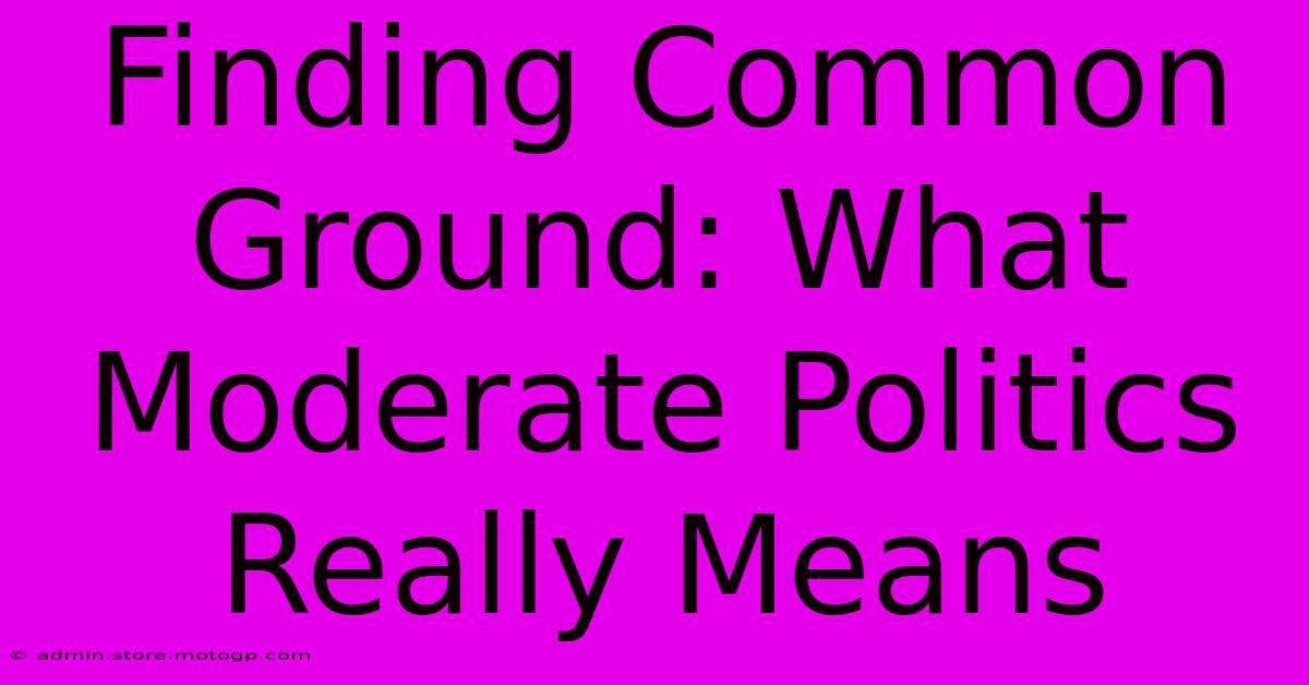 Finding Common Ground: What Moderate Politics Really Means