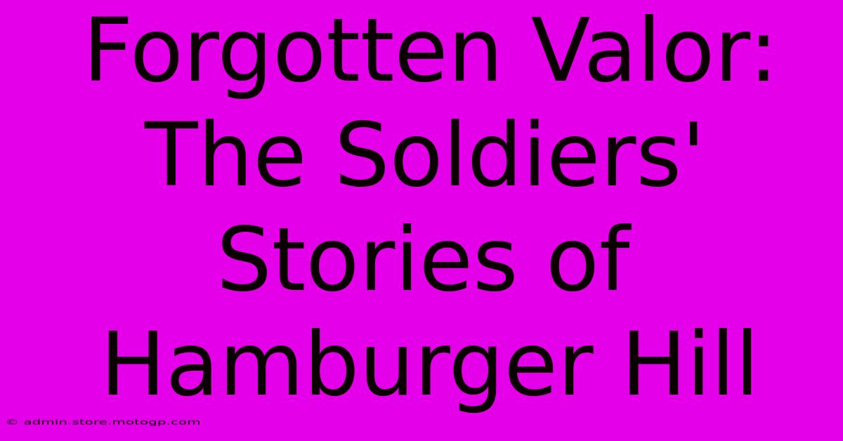 Forgotten Valor: The Soldiers' Stories Of Hamburger Hill