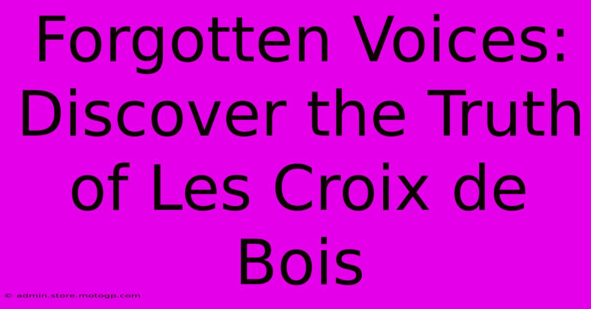 Forgotten Voices: Discover The Truth Of Les Croix De Bois