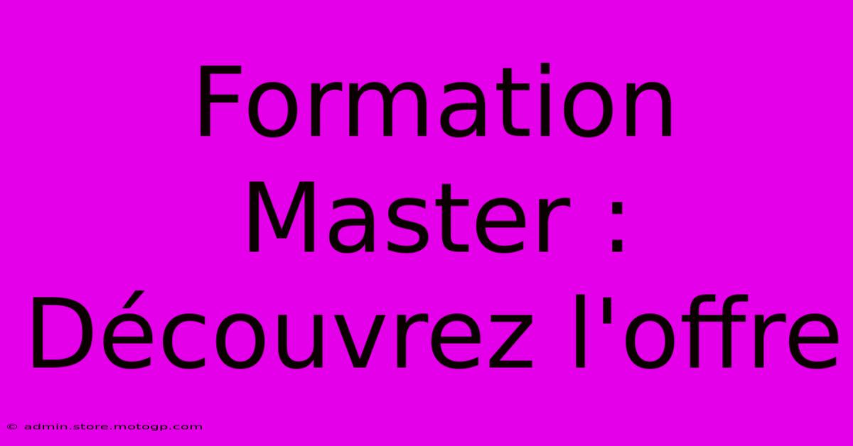 Formation Master : Découvrez L'offre