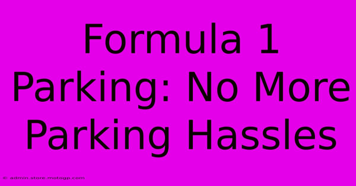 Formula 1 Parking: No More Parking Hassles