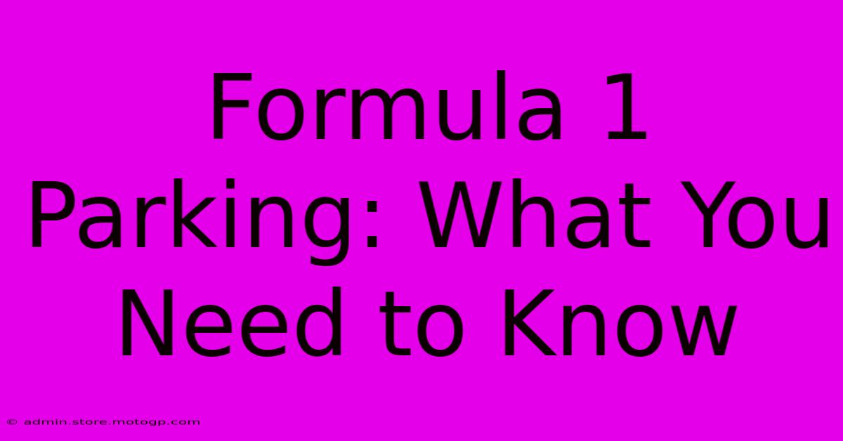 Formula 1 Parking: What You Need To Know