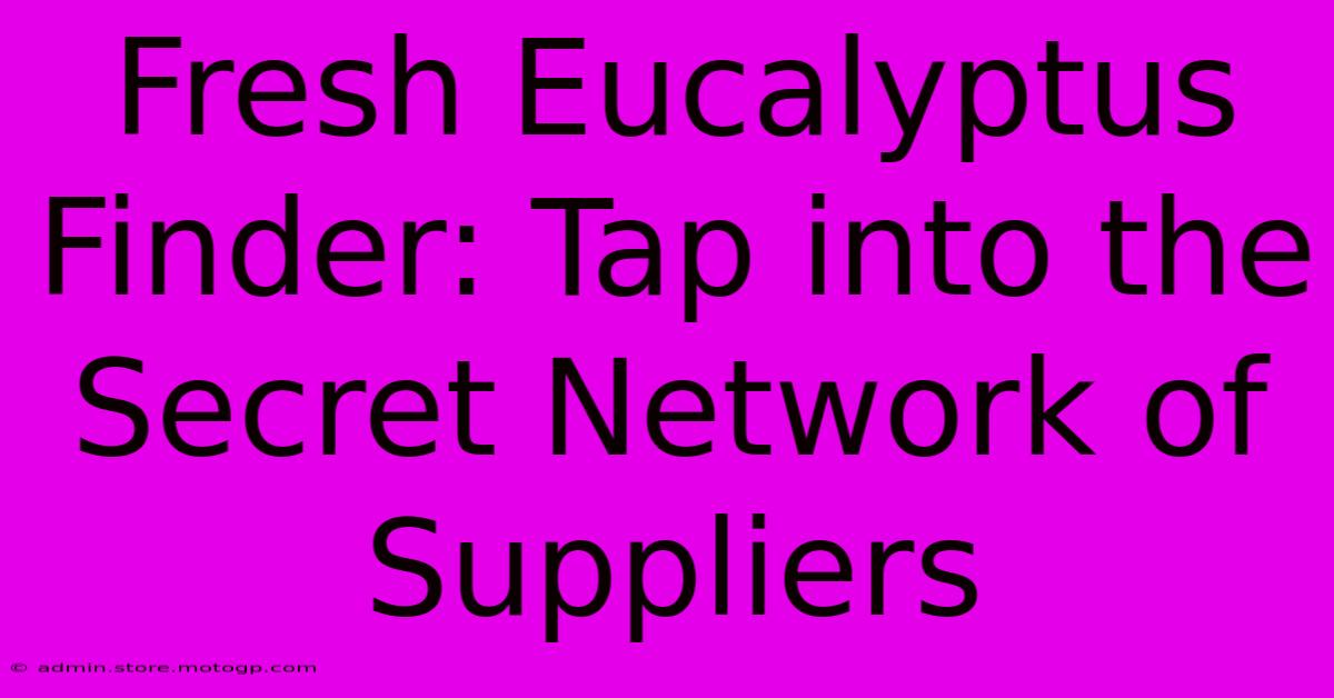 Fresh Eucalyptus Finder: Tap Into The Secret Network Of Suppliers