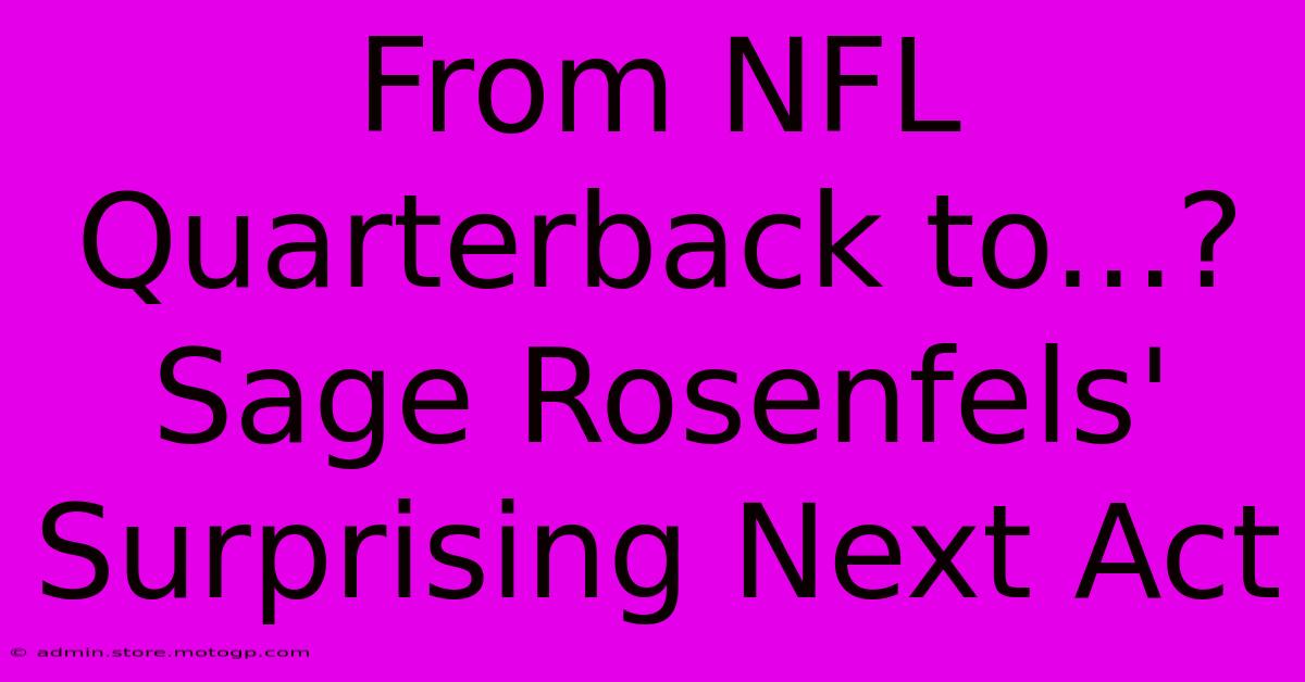 From NFL Quarterback To...? Sage Rosenfels' Surprising Next Act