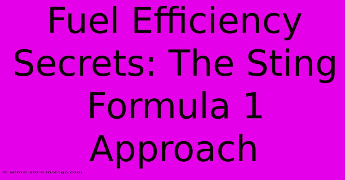 Fuel Efficiency Secrets: The Sting Formula 1 Approach