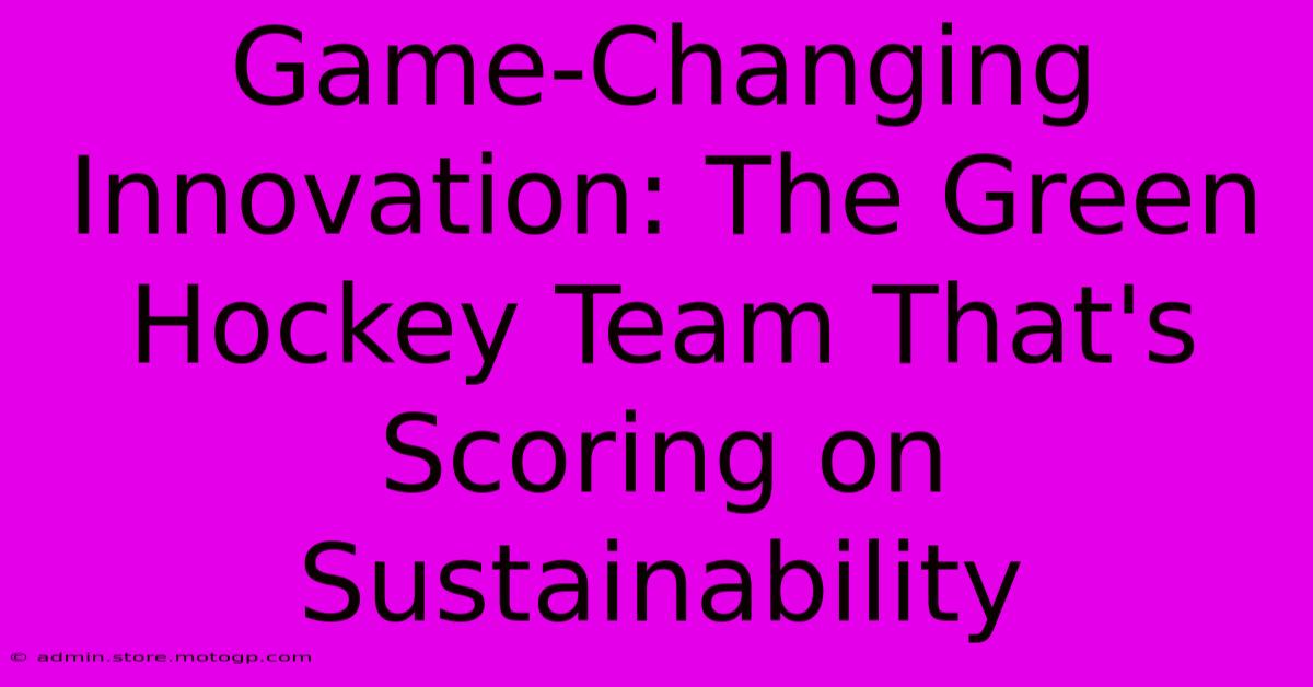 Game-Changing Innovation: The Green Hockey Team That's Scoring On Sustainability