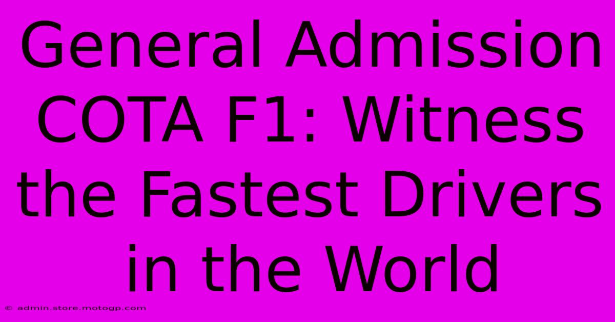 General Admission COTA F1: Witness The Fastest Drivers In The World