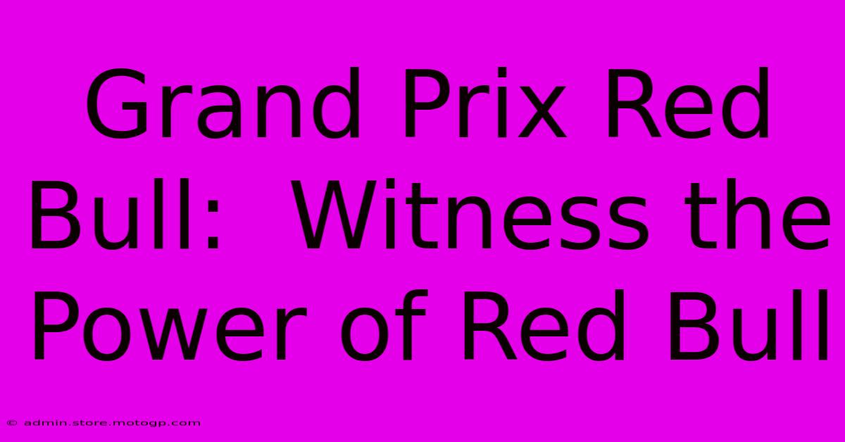 Grand Prix Red Bull:  Witness The Power Of Red Bull