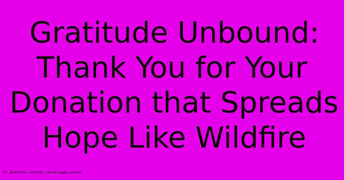 Gratitude Unbound: Thank You For Your Donation That Spreads Hope Like Wildfire