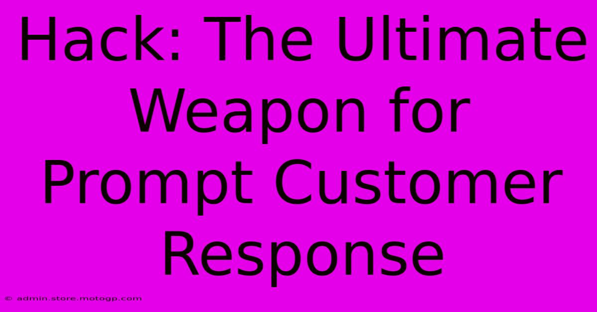 Hack: The Ultimate Weapon For Prompt Customer Response