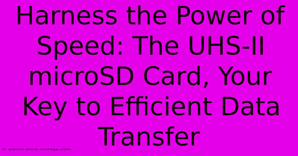 Harness The Power Of Speed: The UHS-II MicroSD Card, Your Key To Efficient Data Transfer