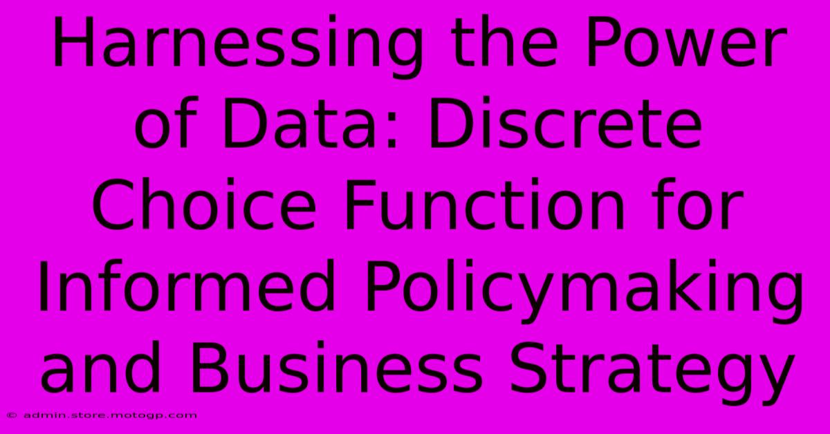 Harnessing The Power Of Data: Discrete Choice Function For Informed Policymaking And Business Strategy