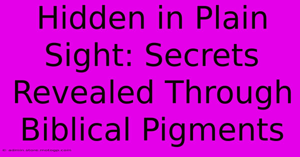 Hidden In Plain Sight: Secrets Revealed Through Biblical Pigments