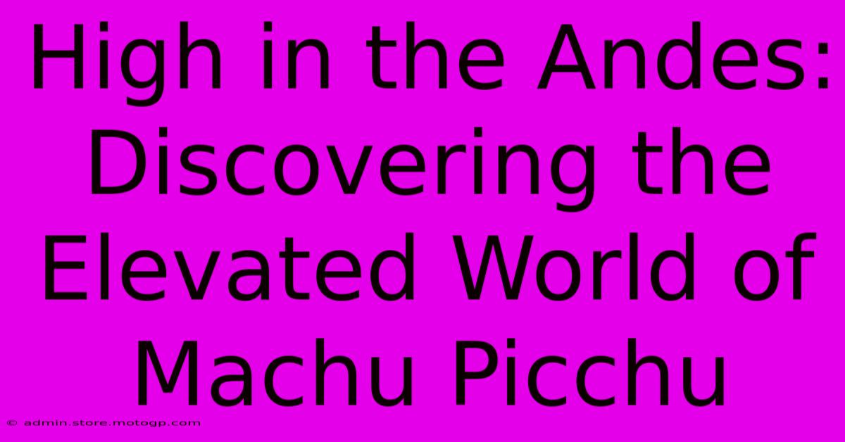 High In The Andes:  Discovering The Elevated World Of Machu Picchu