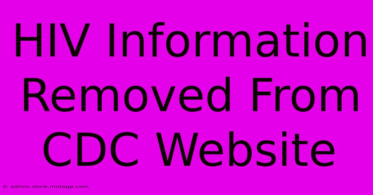 HIV Information Removed From CDC Website