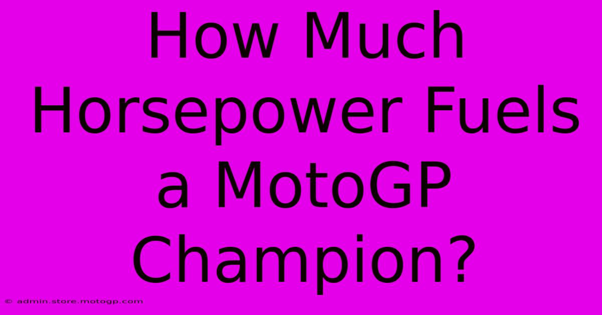 How Much Horsepower Fuels A MotoGP Champion?