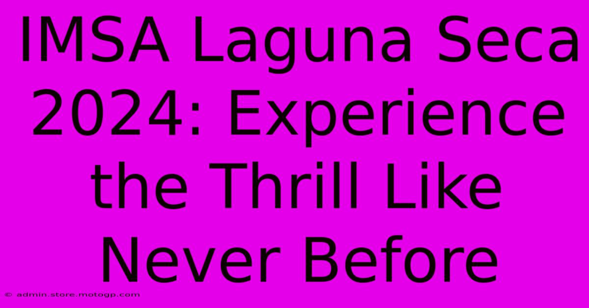 IMSA Laguna Seca 2024: Experience The Thrill Like Never Before