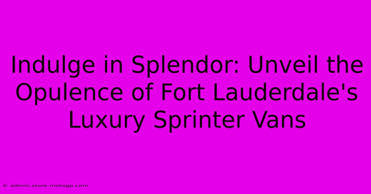 Indulge In Splendor: Unveil The Opulence Of Fort Lauderdale's Luxury Sprinter Vans