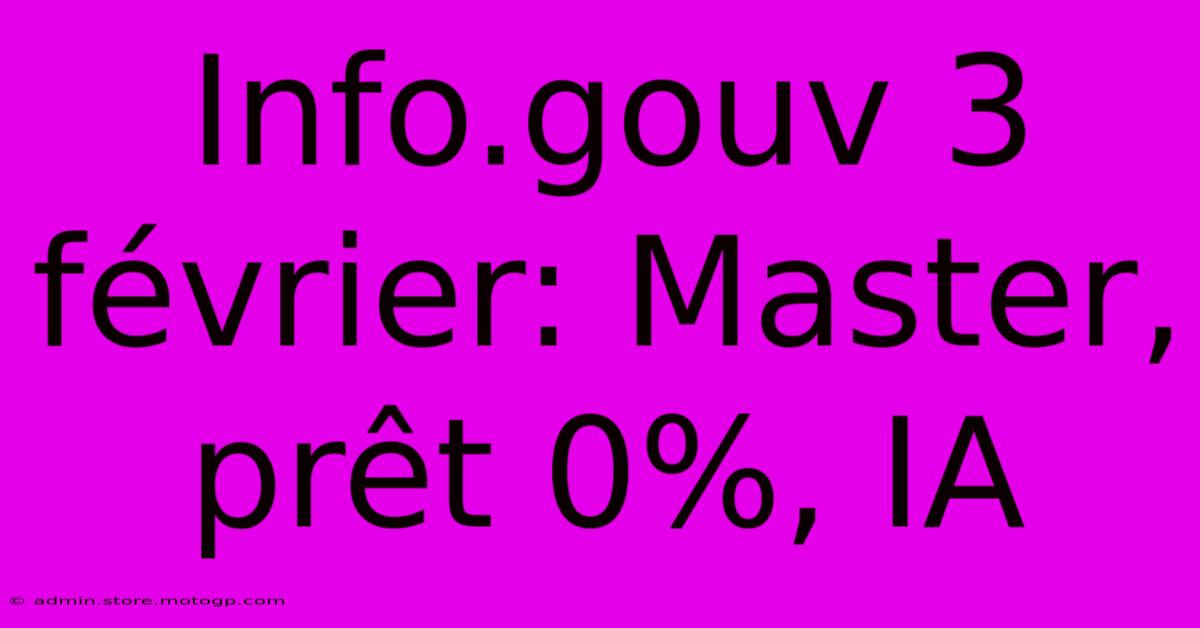 Info.gouv 3 Février: Master, Prêt 0%, IA