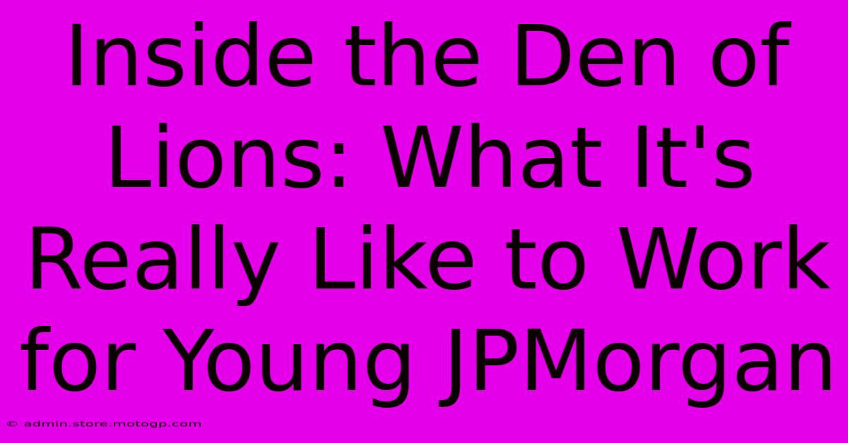 Inside The Den Of Lions: What It's Really Like To Work For Young JPMorgan