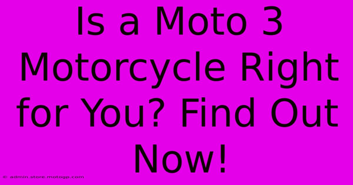 Is A Moto 3 Motorcycle Right For You? Find Out Now!