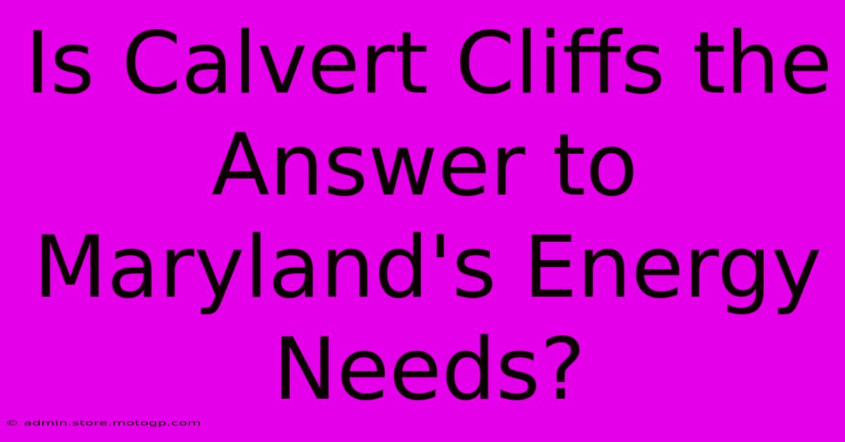 Is Calvert Cliffs The Answer To Maryland's Energy Needs?