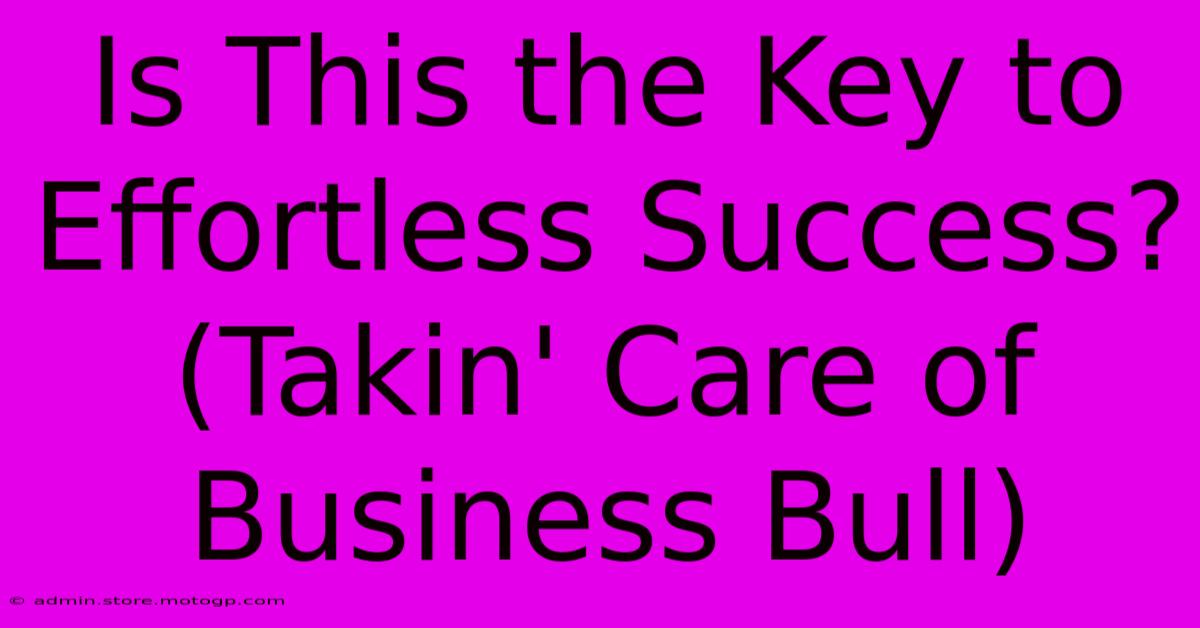 Is This The Key To Effortless Success? (Takin' Care Of Business Bull)