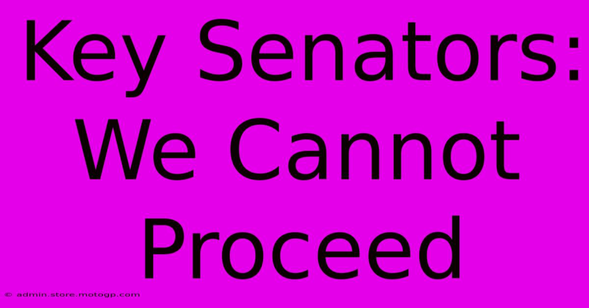 Key Senators:  We Cannot Proceed