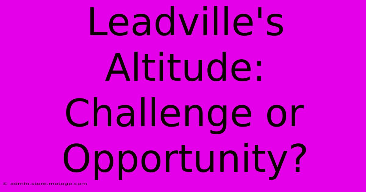 Leadville's Altitude: Challenge Or Opportunity?