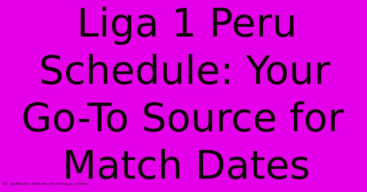 Liga 1 Peru Schedule: Your Go-To Source For Match Dates