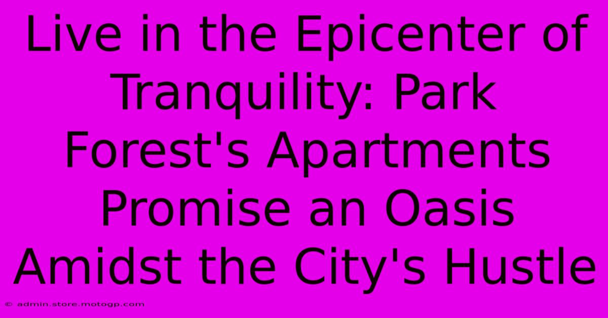 Live In The Epicenter Of Tranquility: Park Forest's Apartments Promise An Oasis Amidst The City's Hustle