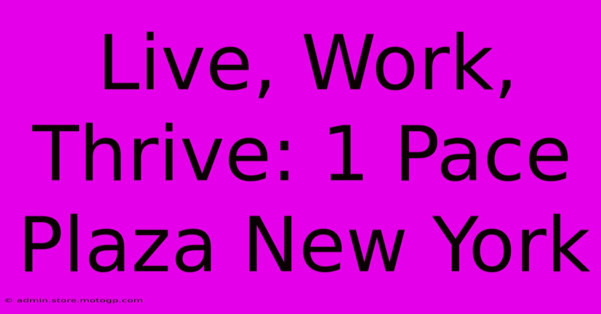 Live, Work, Thrive: 1 Pace Plaza New York