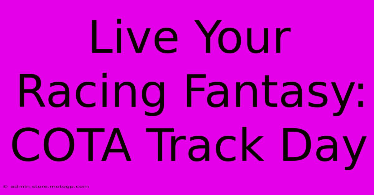 Live Your Racing Fantasy: COTA Track Day