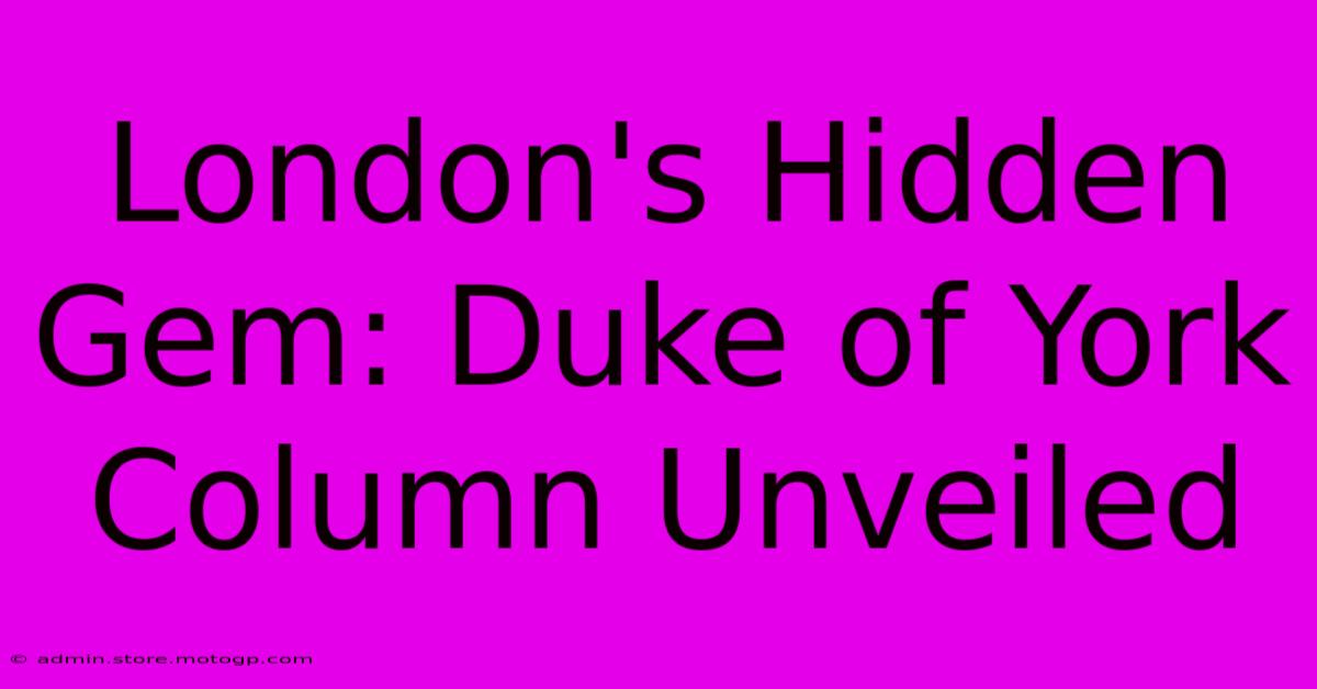 London's Hidden Gem: Duke Of York Column Unveiled