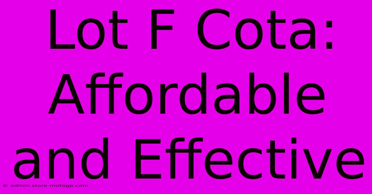 Lot F Cota: Affordable And Effective