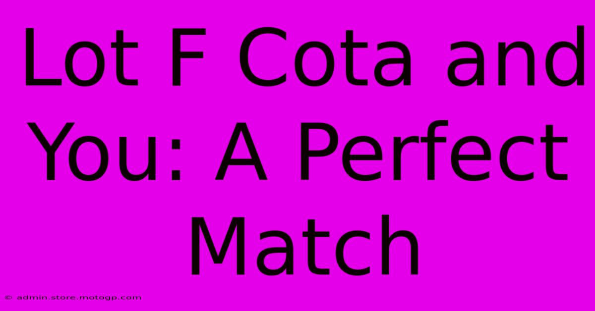 Lot F Cota And You: A Perfect Match