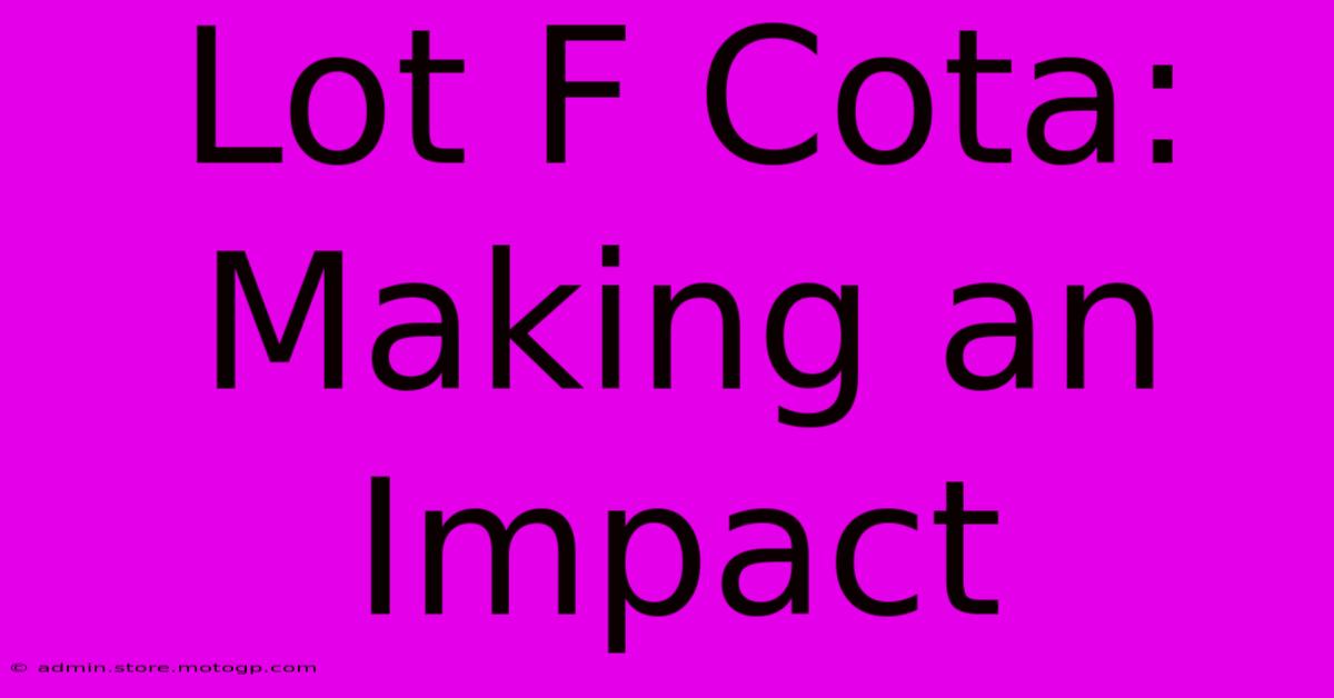 Lot F Cota: Making An Impact