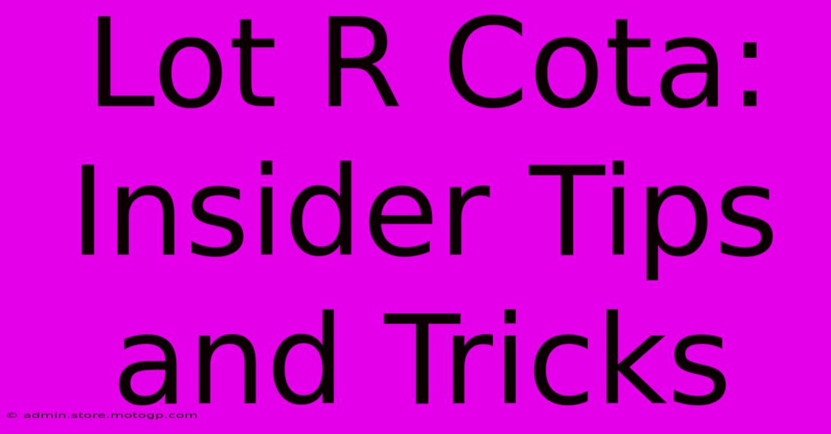 Lot R Cota: Insider Tips And Tricks