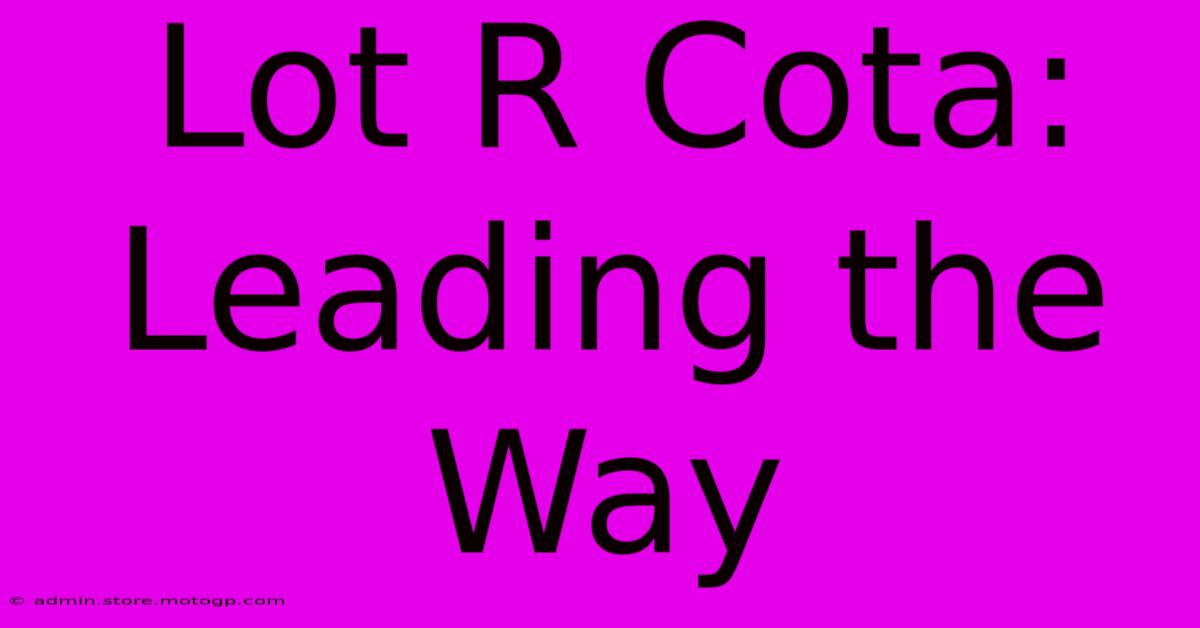 Lot R Cota: Leading The Way