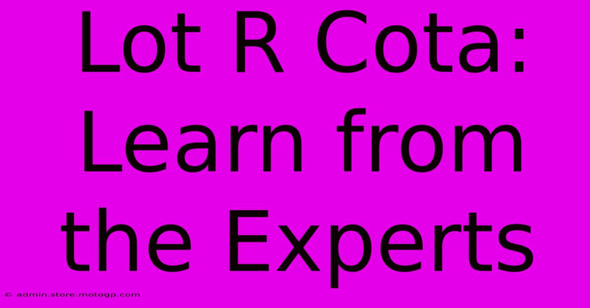 Lot R Cota: Learn From The Experts