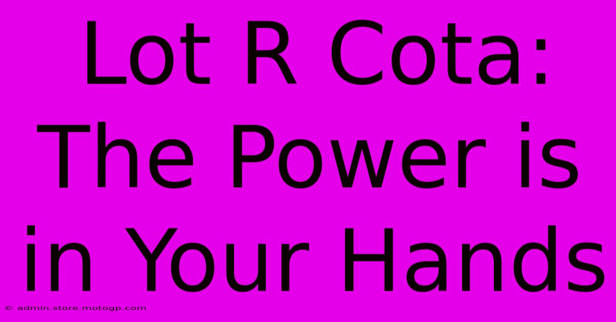 Lot R Cota: The Power Is In Your Hands