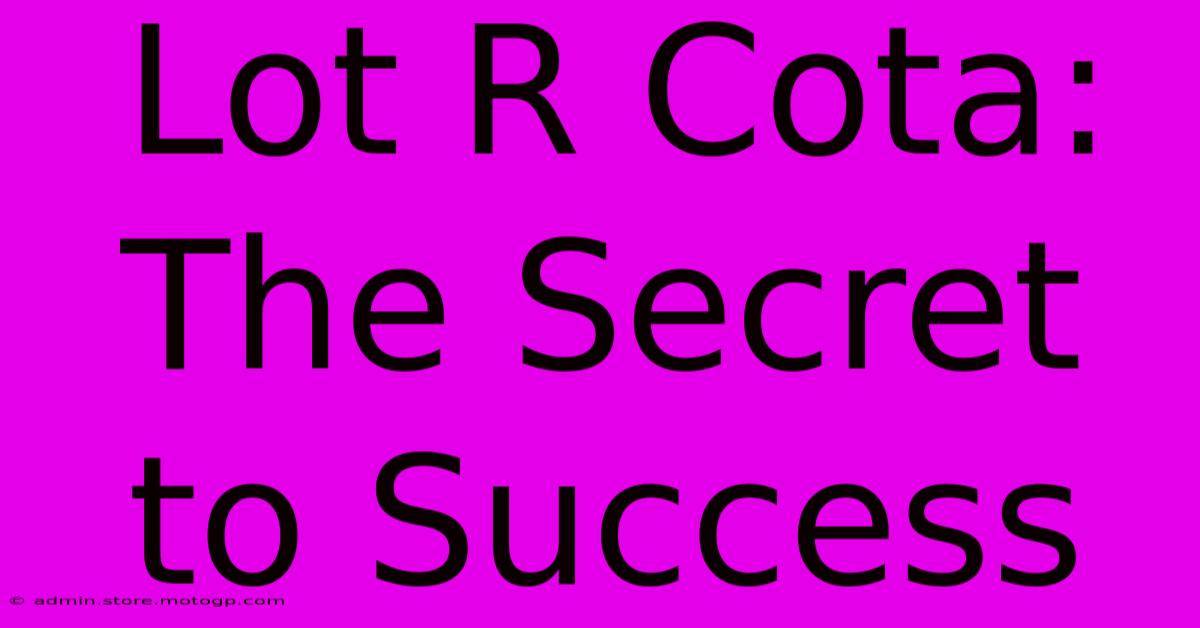 Lot R Cota: The Secret To Success