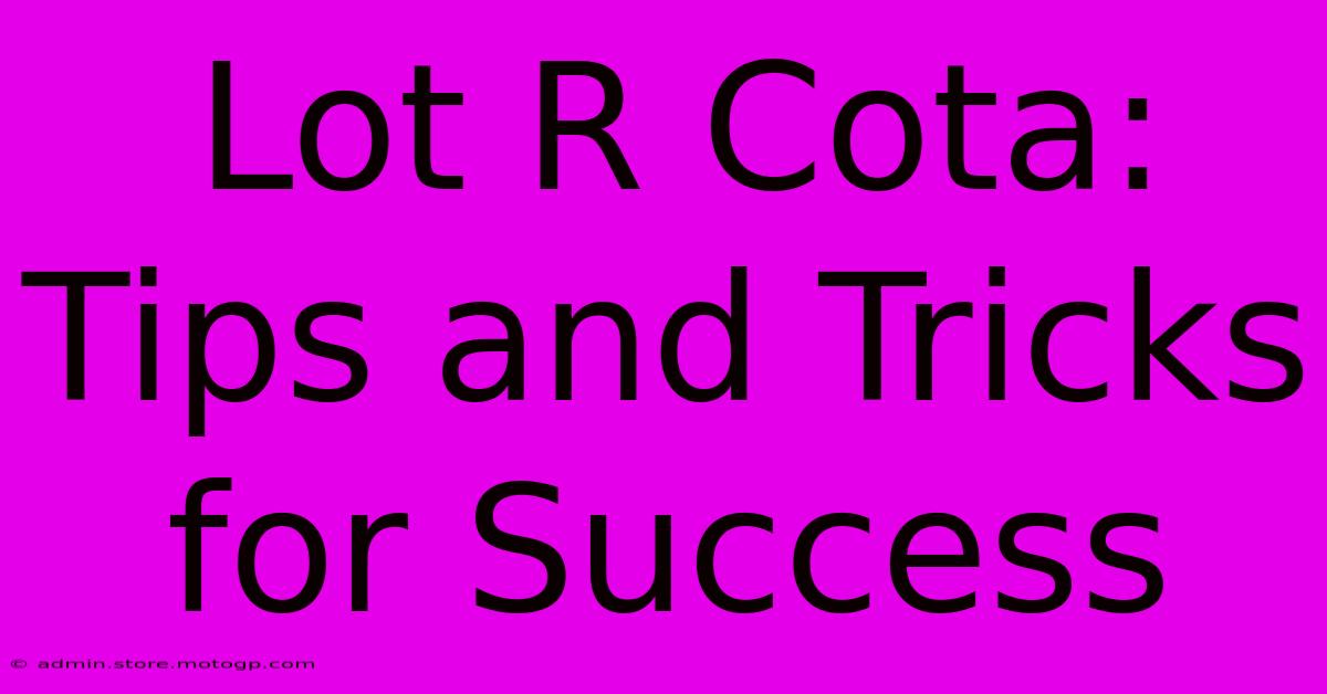 Lot R Cota: Tips And Tricks For Success