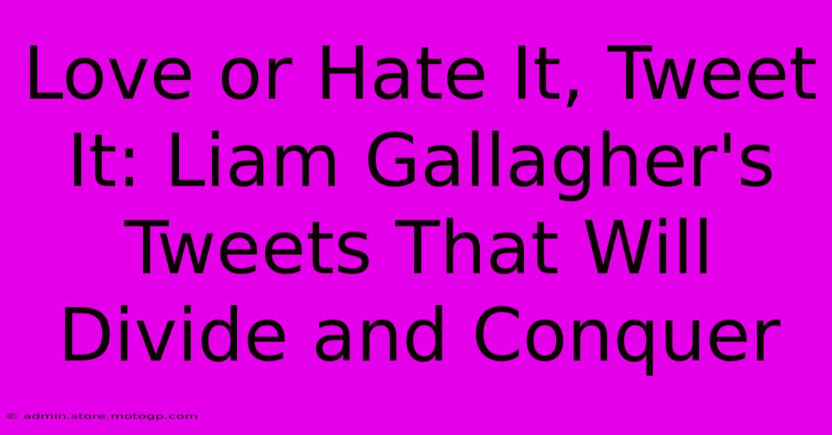 Love Or Hate It, Tweet It: Liam Gallagher's Tweets That Will Divide And Conquer