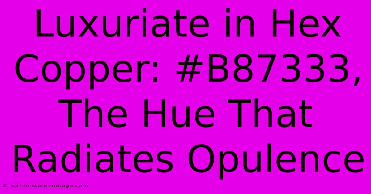 Luxuriate In Hex Copper: #B87333, The Hue That Radiates Opulence