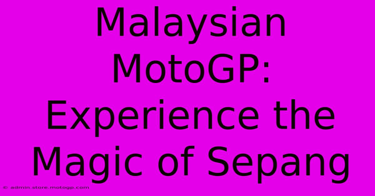 Malaysian MotoGP:  Experience The Magic Of Sepang