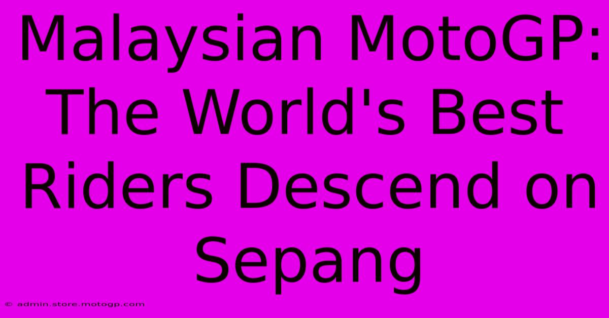 Malaysian MotoGP:  The World's Best Riders Descend On Sepang