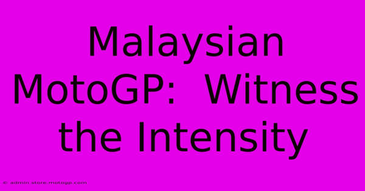 Malaysian MotoGP:  Witness The Intensity