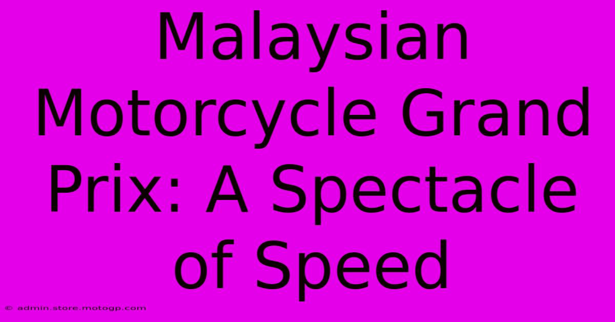 Malaysian Motorcycle Grand Prix: A Spectacle Of Speed