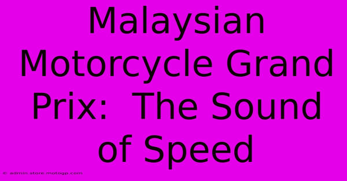 Malaysian Motorcycle Grand Prix:  The Sound Of Speed